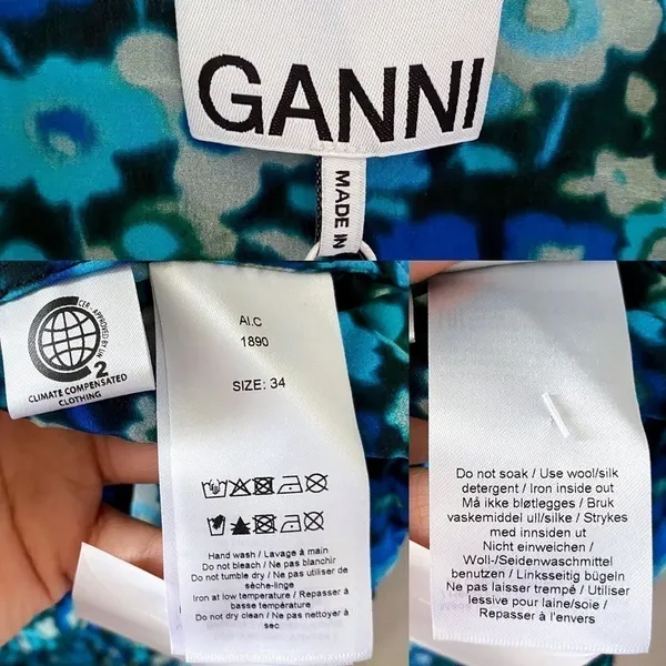 GANNI Azure Blue‎ Wrap Dress 34 - Image 10