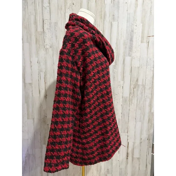 Lulu-B‎ Women's Cowl Neck Houndstooth Pullover Sweater Red Size Small - Image 3