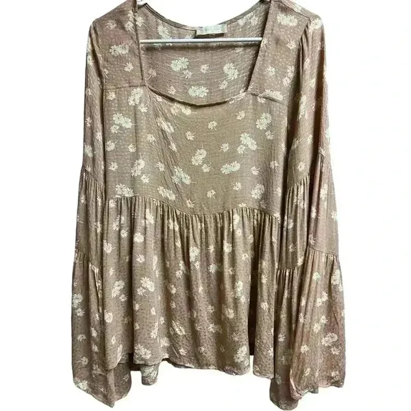 Altar'd State Flared Sleeve Floral Blouse Boho Style Women's Size Medium - Image 4