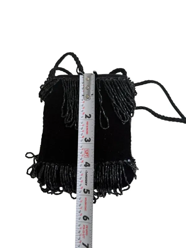 VINTAGE Black Beaded Cocktail Beaded Evening Bag - Image 5