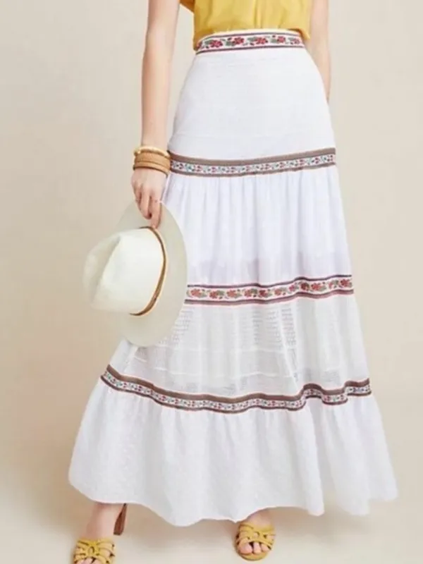 Anthropologie x Cecilia Prado Lori Tiered Maxi Skirt boho Gypsy size xs - Image 7