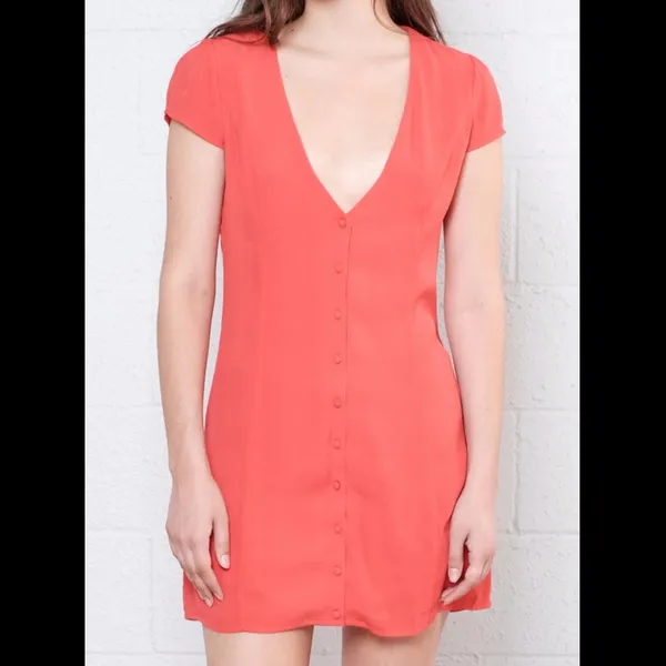 Coral Button Up Dress - Image 3