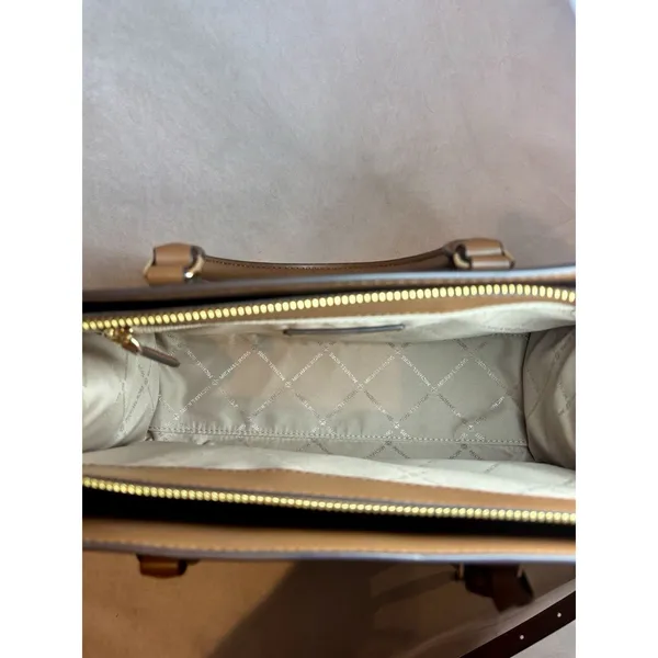 Michael Kors Brown Signature MK Monogram Satchel Purse Bag Crossbody - Image 8