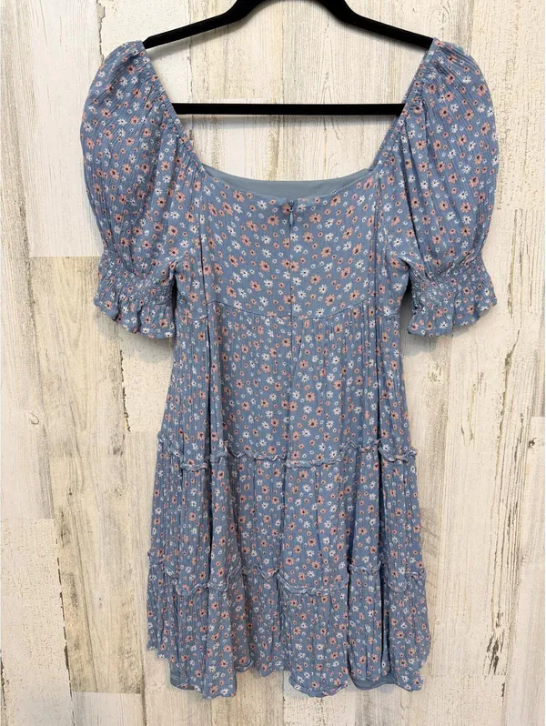 Altar'd State Womens XS Blue Floral Tiered Puff Sleeve Babydoll Dress - Image 8