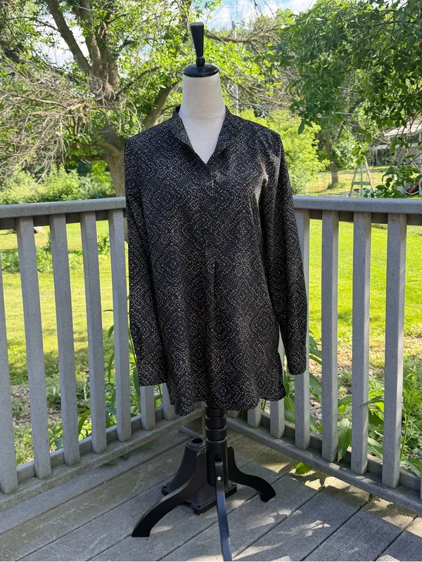 Ralph Lauren Black Blouse with Metallic Dot Print - Image 3