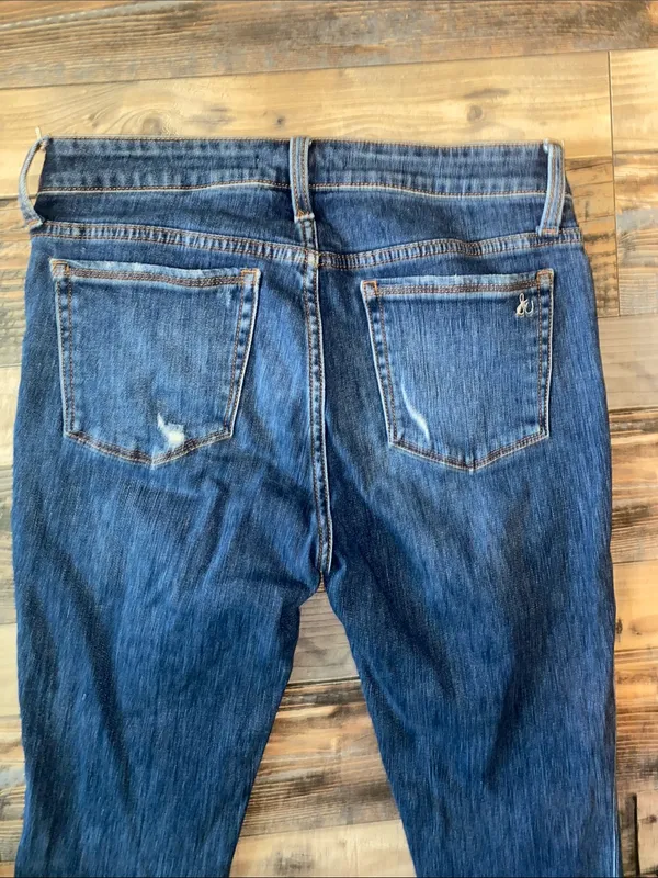Sam Edelman The Kitten Mid Rise Dark Blue Distressed Skinny Jeans - Image 7