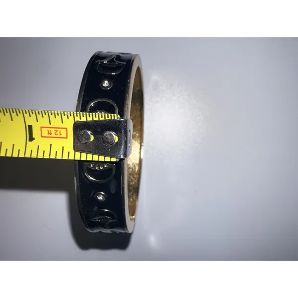 Equestrian Chunky Clamper Bracelet Vintage Horse Bit Polo Preppy 7"‎ Black Gold - Image 6