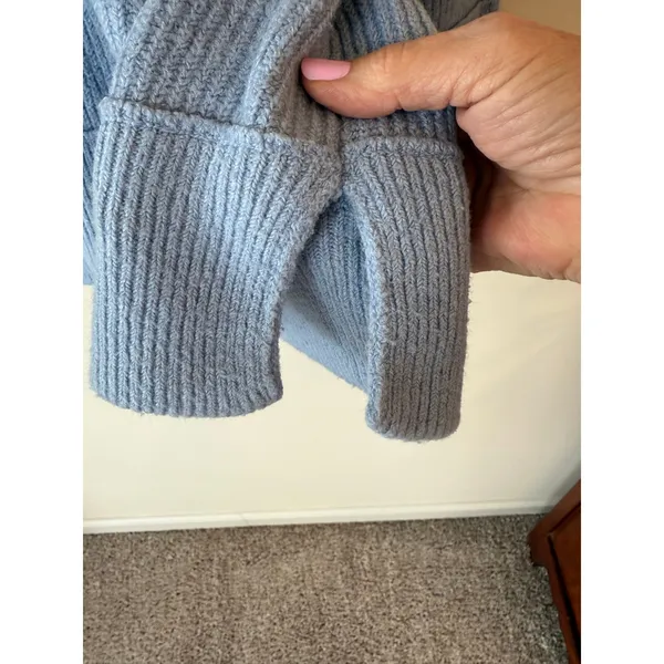 Aerie Ribbed Knit Oversized Pullover Sweater Blue Women's Size XL Boho Normcore - Image 5