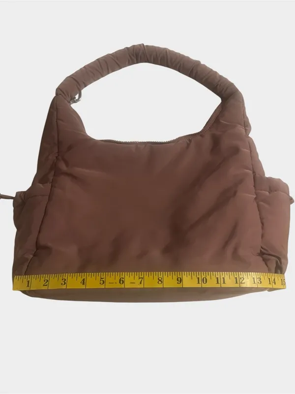 Bearpaw Puffer Shoulder Bag Dusty Mauve Rose Brown Nylon Hobo Tote - Image 6