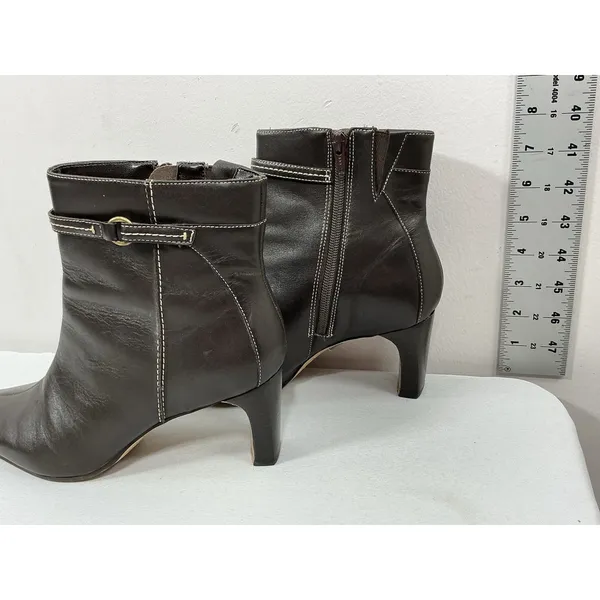Womans Excellent Condition Paolo Corelli Ankle Boots 8 M Brown Block Heel - Image 3