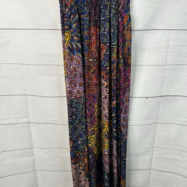 Gypsy Chic Maxi Dress Boho Paisley Print V-Neck Smocked Waist Sundress Festival - Image 6