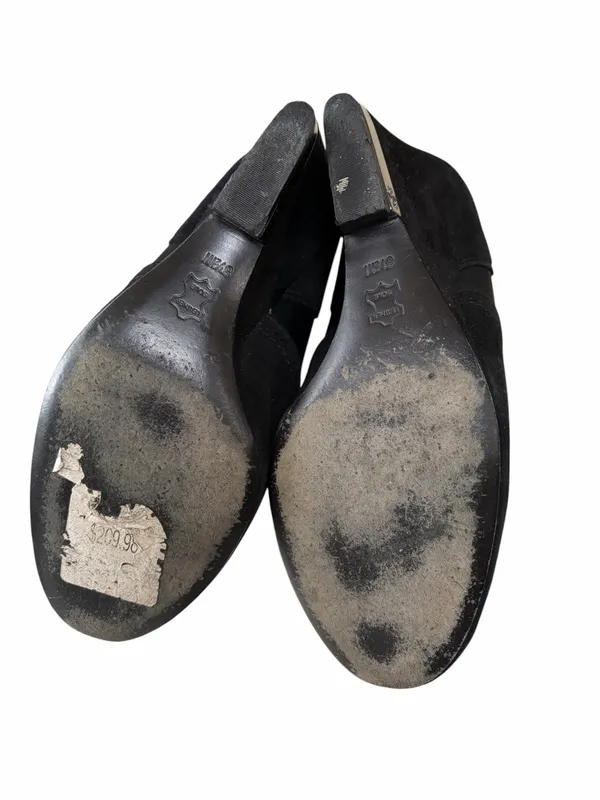 Tory Burch 'Brenda' Wedge Black Suede Bootie Size 8.5 - Image 4