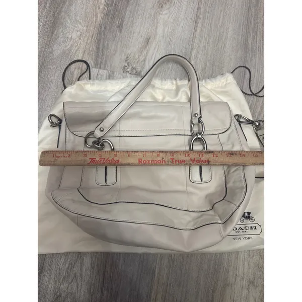 Coach‎ Kristin Off White Leather Flap Shoulder Bag Crossbody Silver Hardware - Image 9