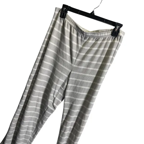 Muk Luks Striped Stretchy Lounge Pants‎ Medium Gray & White Polyester Blend - Image 2