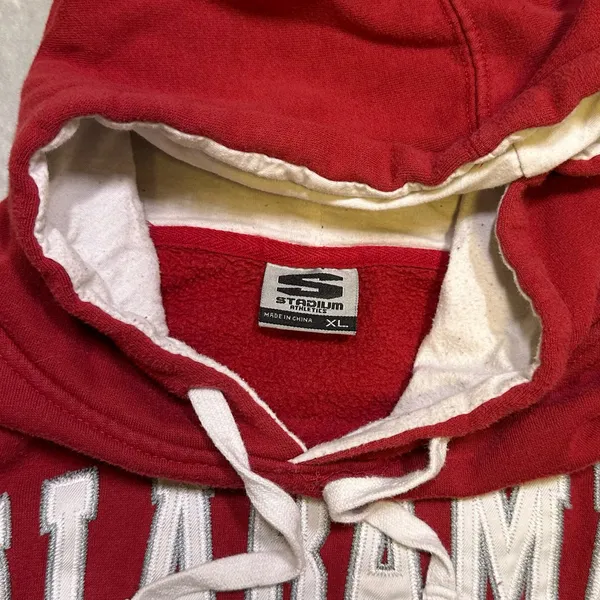 Stadium Athletics Vintage Alabama Crimson Tide Red and White Embroidered Hoodie Sweatshirt - Image 3