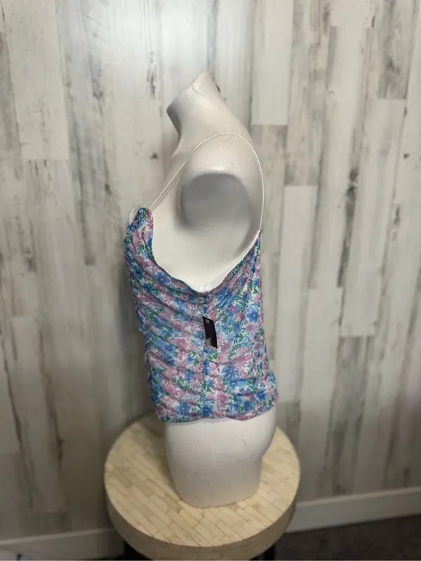 No Boundaries Ruched Mesh Cami Top Juniors XL (15-17) NWT Floral Sweetheart Tank - Image 2