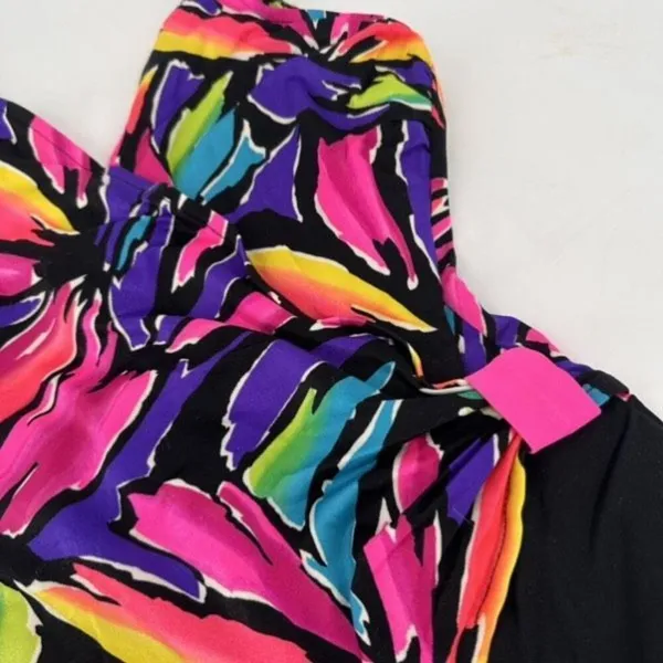 Vintage Catalina 1960s/70s Floral Swimsuit Size 10 Made in USA Neon Abstract‎ - Image 3