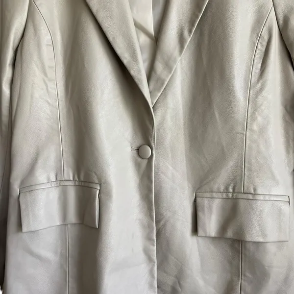 Le‎ Lis Women Minimalist Professional Faux Leather Blazer S Beige Office Neutral - Image 5