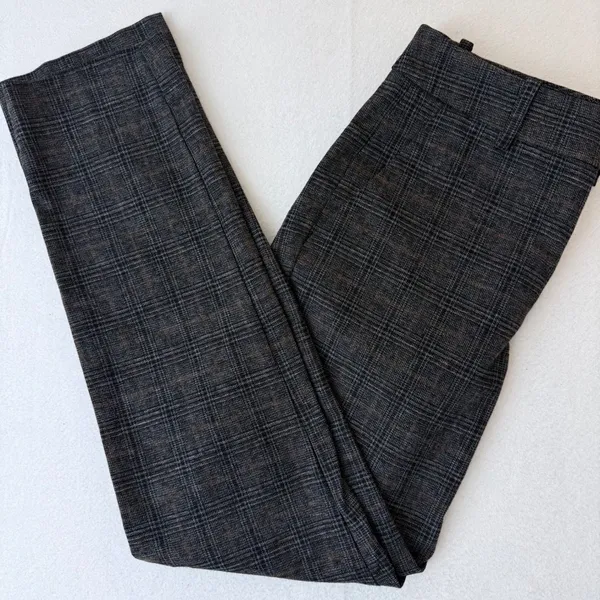 Zara Woman Gray Brown Plaid Glen Check Slim Fit Dress‎ Pants Size 2 - Image 14