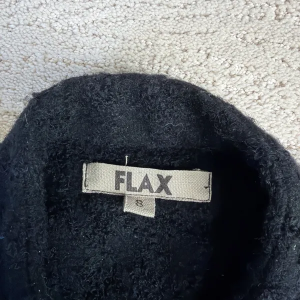 Women's FLAX Size Small Black‎ Button Cardigan Jacket Blazer - Image 2
