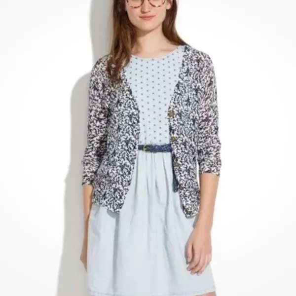 Madewell Women’s Blue Bud Floral Linen‎ Cotton Cardigan Sweater XS - Image 4