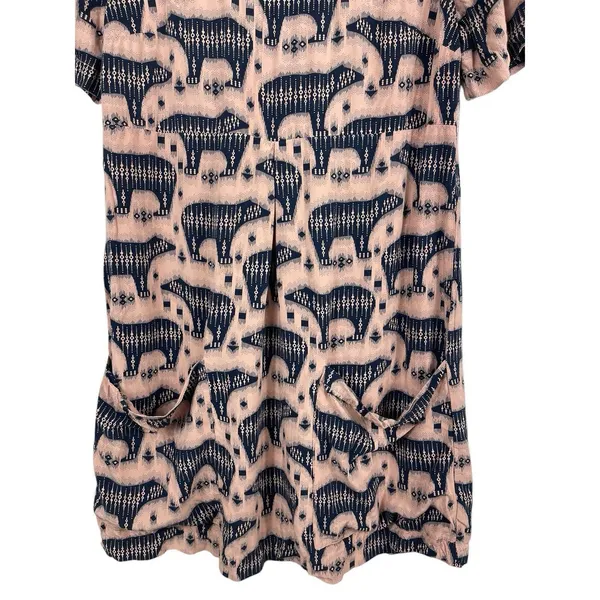Anthropologie Mauve Short Sleeve Pull Over Pink Zola Bear Print Shift Dress 4 - Image 7