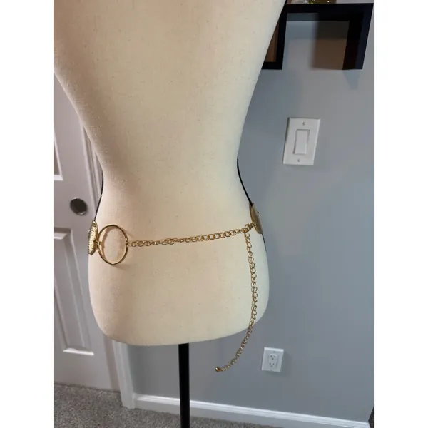 Elan New Daughter Gold Textured Disc and Open Ring Adjustable Chain Waist Belt - Image 3