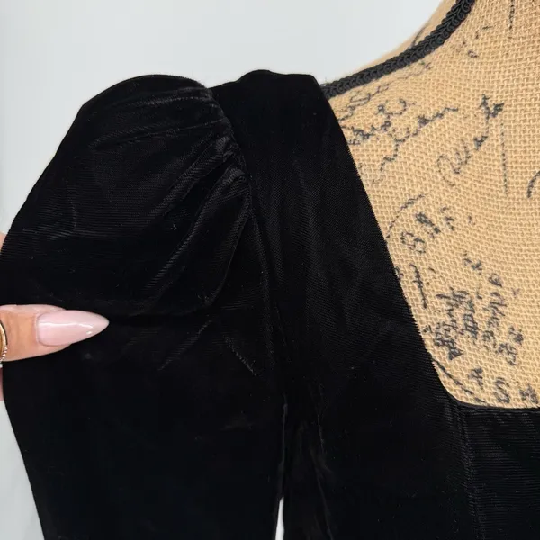 Jessica McClintock Gunne Sax Dress 11/12 Black‎ Velvet Purple Satin 80s HCO Prom - Image 7