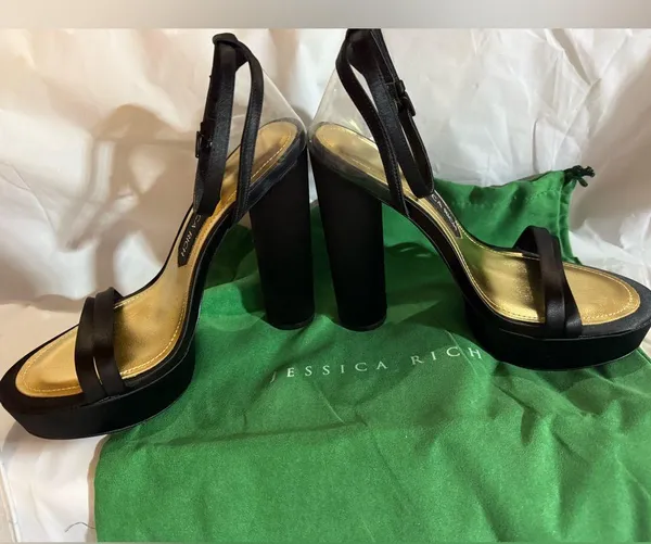 Jessica Rich Noir Black Platform Heels with dust bag size 37. - Image 10