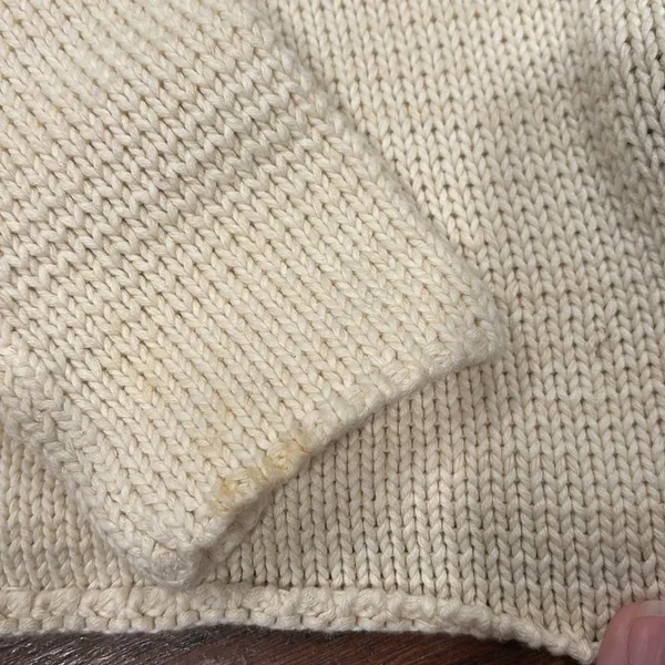 Ralph Lauren Boat Neck Intarsia Knit Sweater Pullover Cream Black Size Small - Image 9