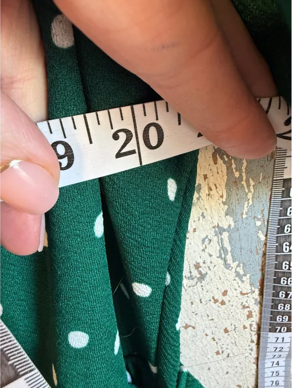 Lark + Grey Green White Polka Dot Pleated Dress size Medium - Image 8