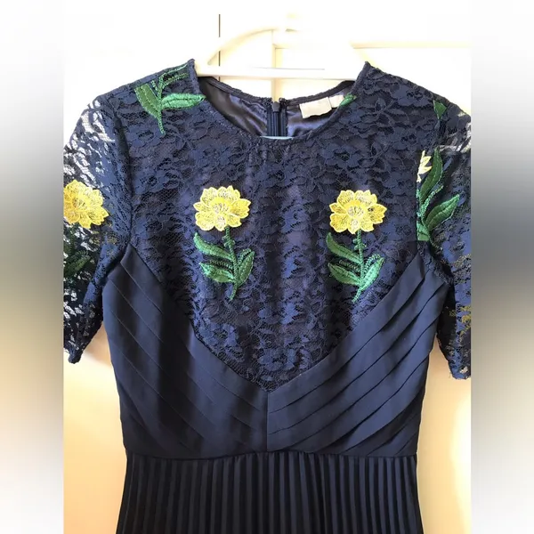 🌺👗$125 ASOS Navy Embroidered Lace Dress XS 2 4 Wedding Prom Holiday Occasion - Image 5