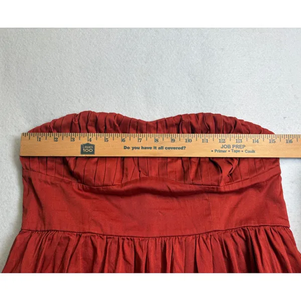 Forever 21 Rust Red Strapless Tiered Maxi Dress Boho Sweetheart Neckline Cotton - Image 8