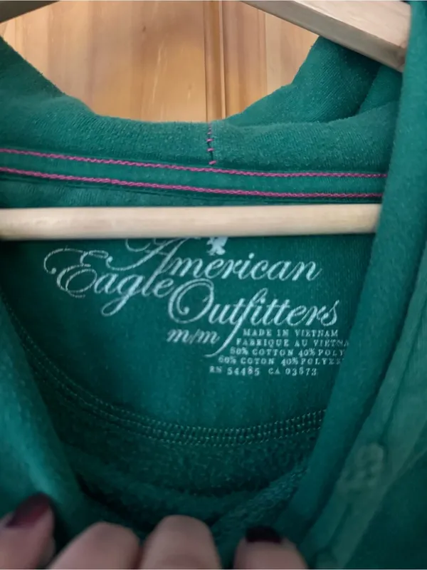 Vintage American Eagle Outfitters Hooded Pullover with Button Scuba Neck size M - Image 3
