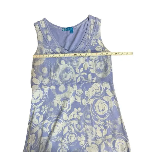 Fresh Produce Lavender White Floral Swirl Pattern‎ 100% Cotton Tank Dress Sz S - Image 4