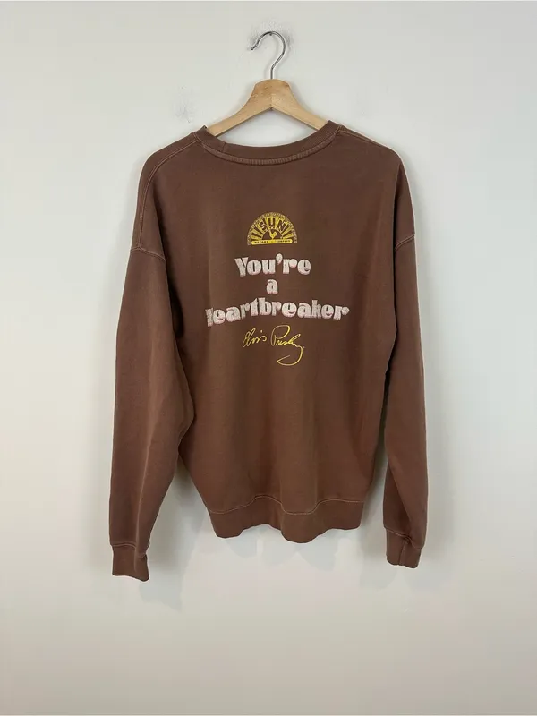 Sun Record Company Elvis Presley Brown Graphic Crewneck Sweater Large Women's - Image 4