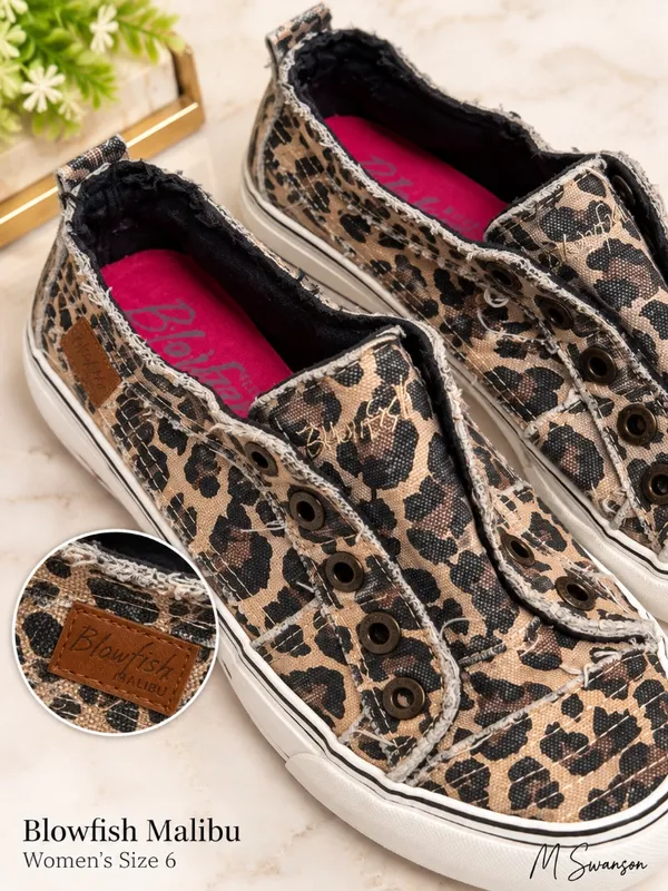 Blowfish Malibu Leopard Print Canvas Slip-On Sneakers Women’s Size 6 GUC - Image 2