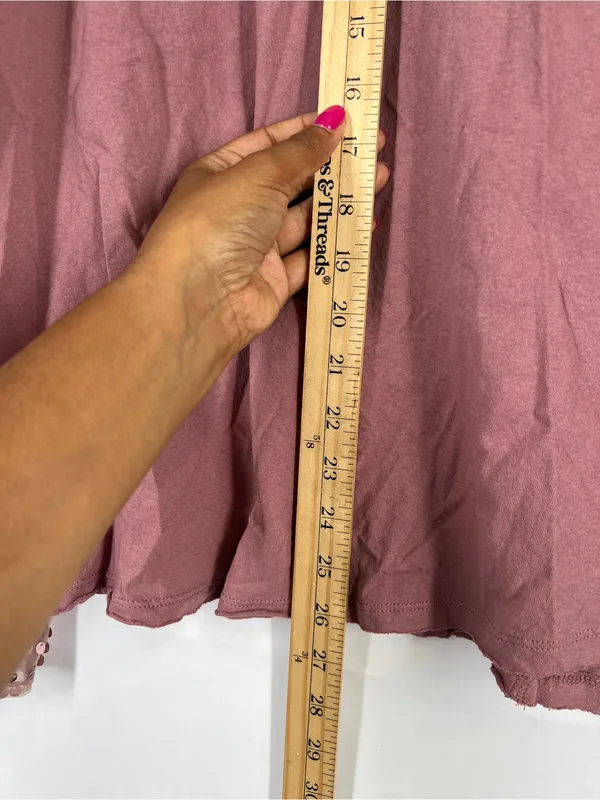 Free People Dusty Rose Sequin-Sleeve Pocket Long Sleeve Tee - Image 10