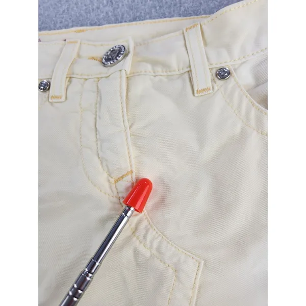 Vintage 90s y2k skirt Bebe‎ Butter Yellow mini micro rhinestone SZ 26 Waist 30" - Image 9