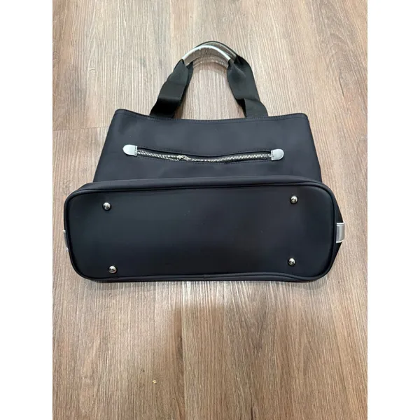 Versace Parfums Black Nylon Tote Bag Silver Hardware Shoulder Bag‎ Handbag - Image 4