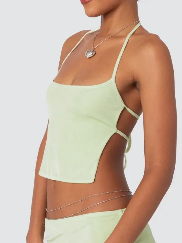 Edikted keke tie back top spaghetti straps green Small Coachella - Image 2