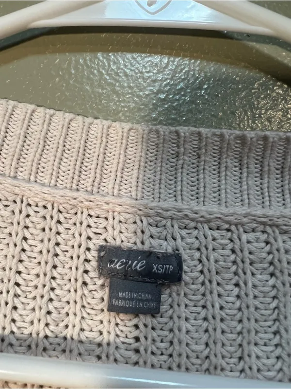 Aerie Women's Size XS Striped Pullover Sweater‎ Cream Red Stripes FLAWED - Image 13