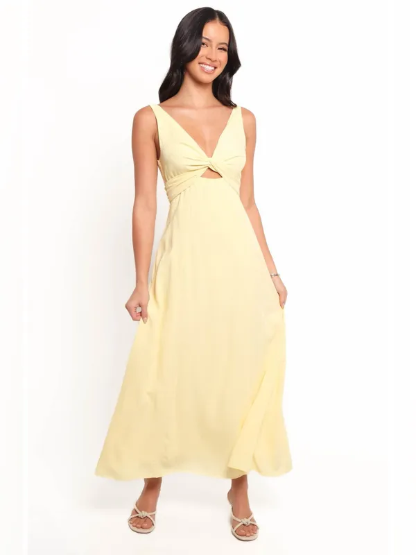 NWT Petal & Pup Archer Sleeveless Fit & Flare Midi Dress Butter Yellow Small - Image 3