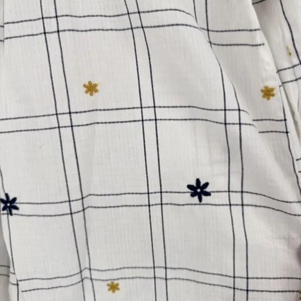 Madewell Embroidered Windowpane Square-Neck Button-Down Top‎ White White Wash XS - Image 12