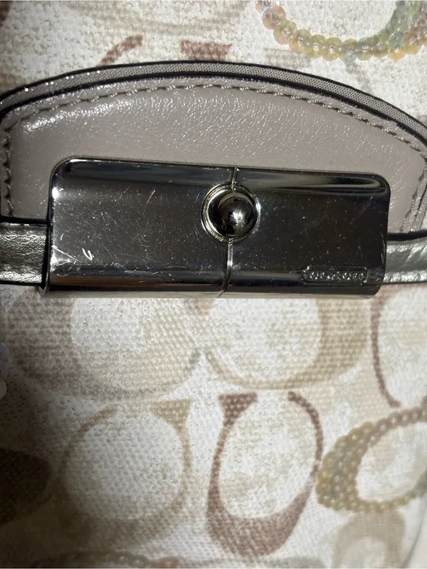 Coach Kristin Swing Bag Crossbody Sequin Signature white Brown - Image 4