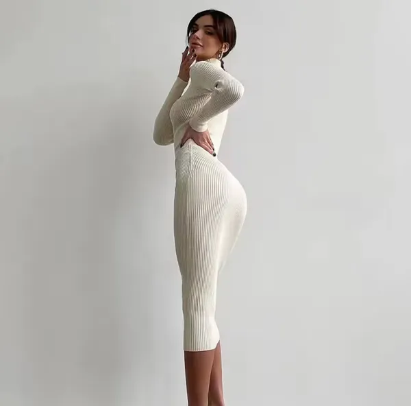 cream long sleeve turtleneck maxi dress size xs - Image 2