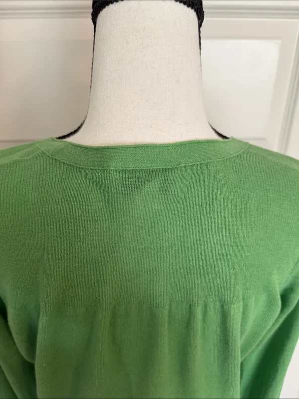 Loft| Green Scoop Neck Lightweight Long Sleeve Sweater with ribbed accents - Image 9