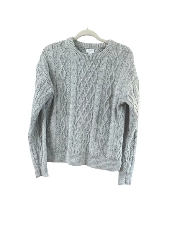 J. Crew Heather Gray Cable-Knit Crew Sweater - Image 2