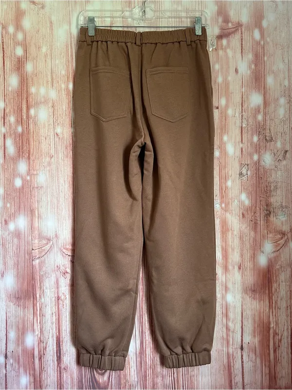 Halara Chestnut Brown High Rise Button Front Sweatpants Joggers Size XS - Image 7