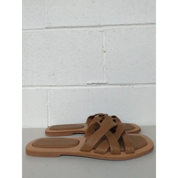 new Crēvo sz 10 brown sandal flip flop strappy leather boho slides - Image 4